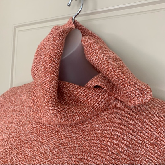 CABI sweater pumpkin orange, 1/2 dolman sleeves, split wide mock turtleneck, M - Picture 8 of 11